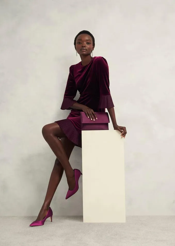 Women Heels Hobbs Leila Satin Courts Warm Plum