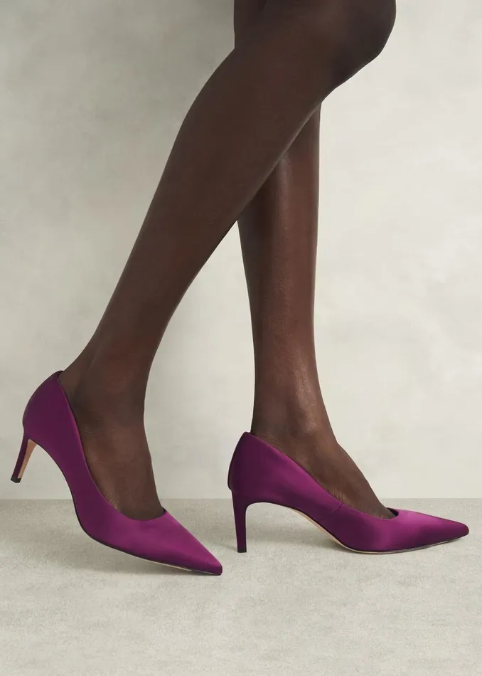 Women Heels Hobbs Leila Satin Courts Warm Plum