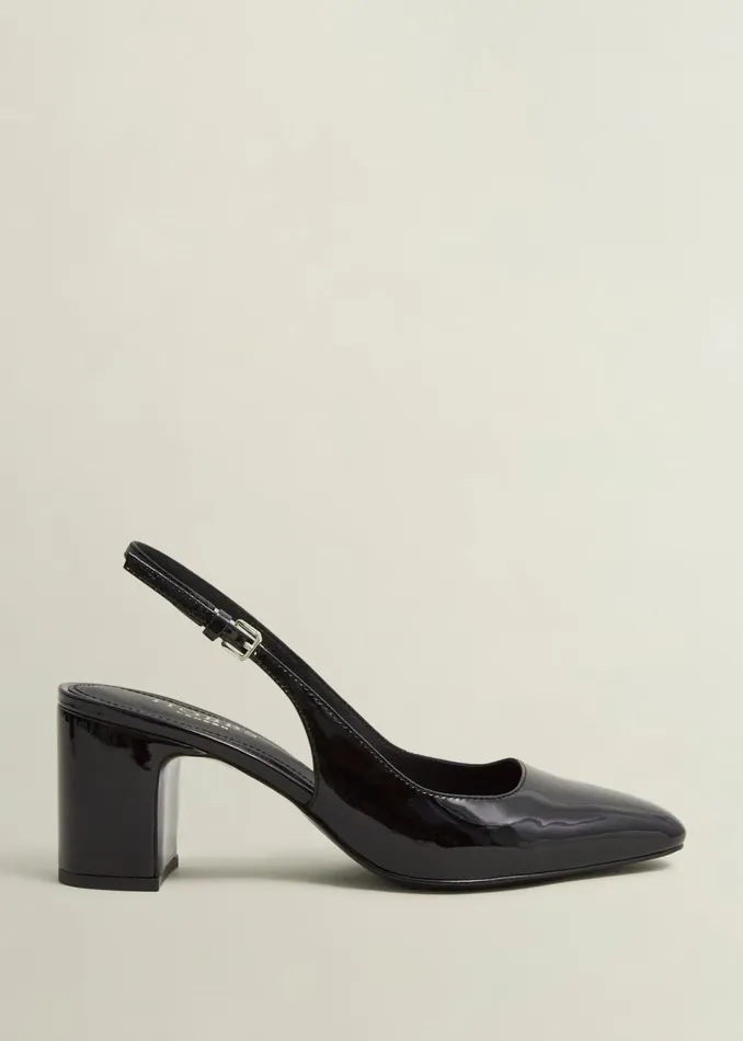 Women Heels Hobbs Lily Leather Slingbacks Black