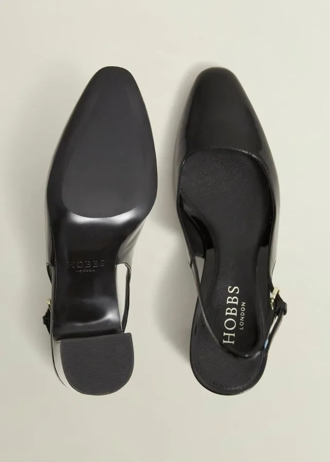 Women Heels Hobbs Lily Leather Slingbacks Black
