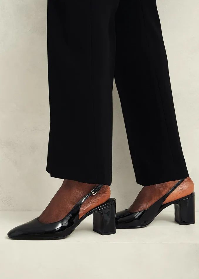 Women Heels Hobbs Lily Leather Slingbacks Black