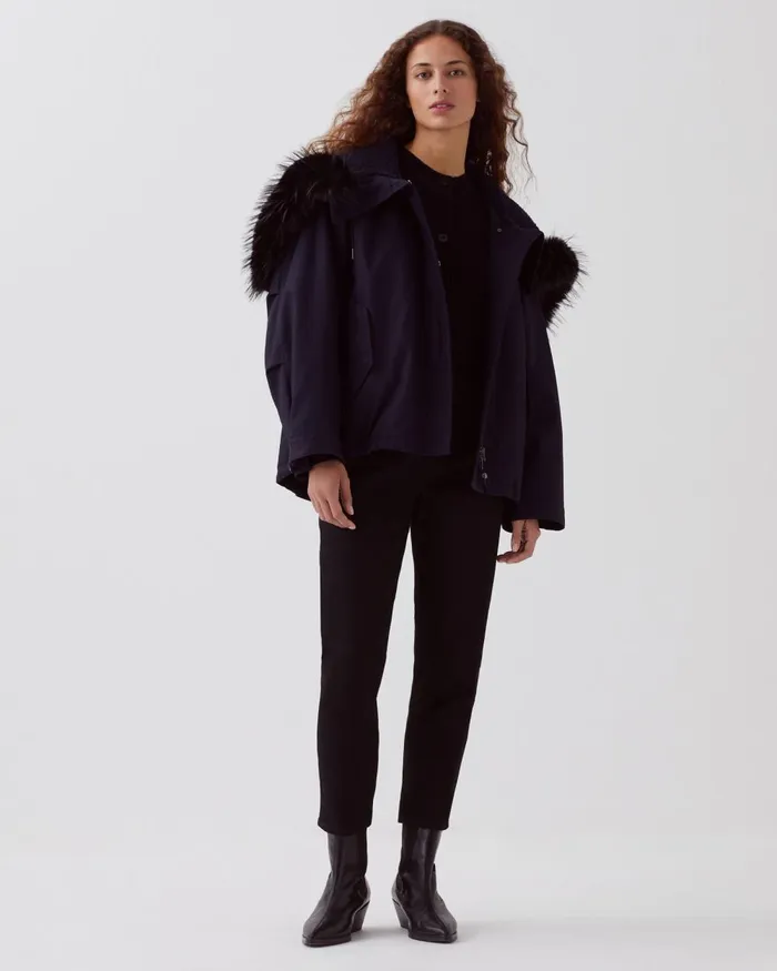 Women Hooded Parka Night Sky Comptoir Des Cotonniers Coats and Jackets