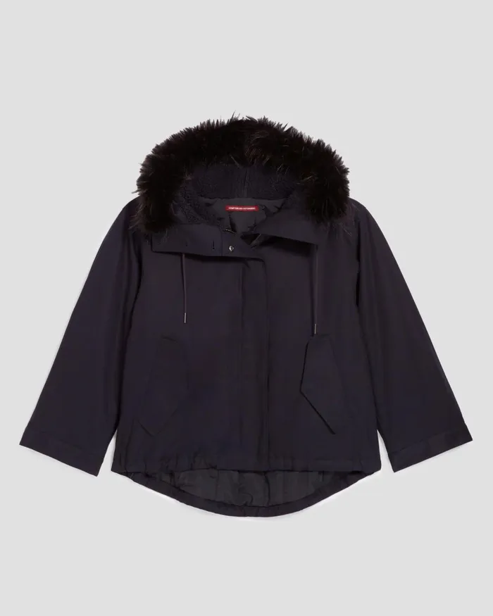 Women Hooded Parka Night Sky Comptoir Des Cotonniers Coats and Jackets