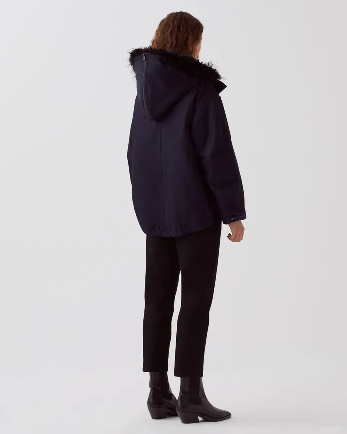 Women Hooded Parka Night Sky Comptoir Des Cotonniers Coats and Jackets