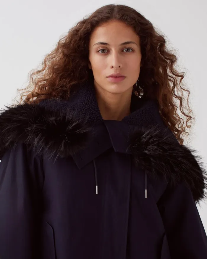Women Hooded Parka Night Sky Comptoir Des Cotonniers Coats and Jackets