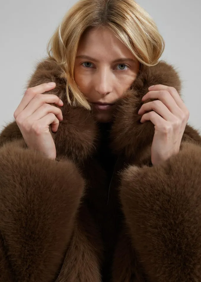 Women Hope Faux Fur Jacket 8211 Camel The Frankie Shop Outerwear