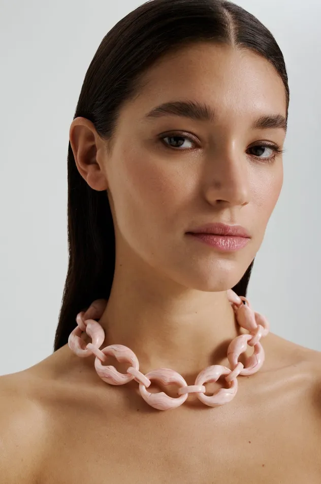 Women ITALIAN RESIN CHUNKY CHOKER CHALKPINK Jewelry Scanlan Theodore