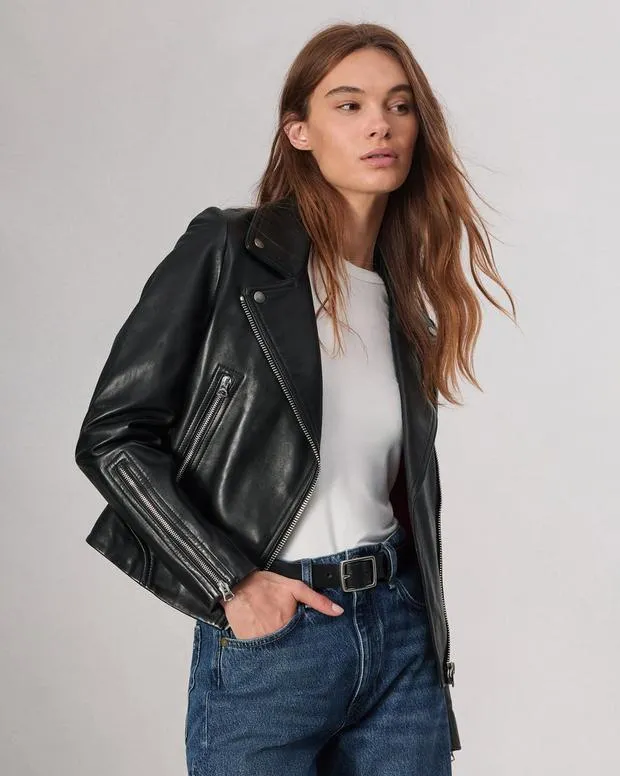 Women Jackets and Coats Rag and Bone Mack Leather Jacket Black