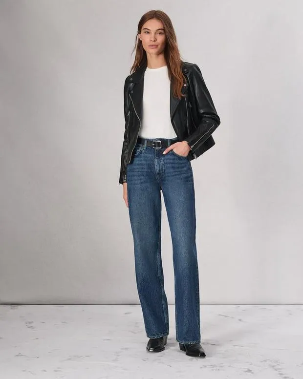 Women Jackets and Coats Rag and Bone Mack Leather Jacket Black