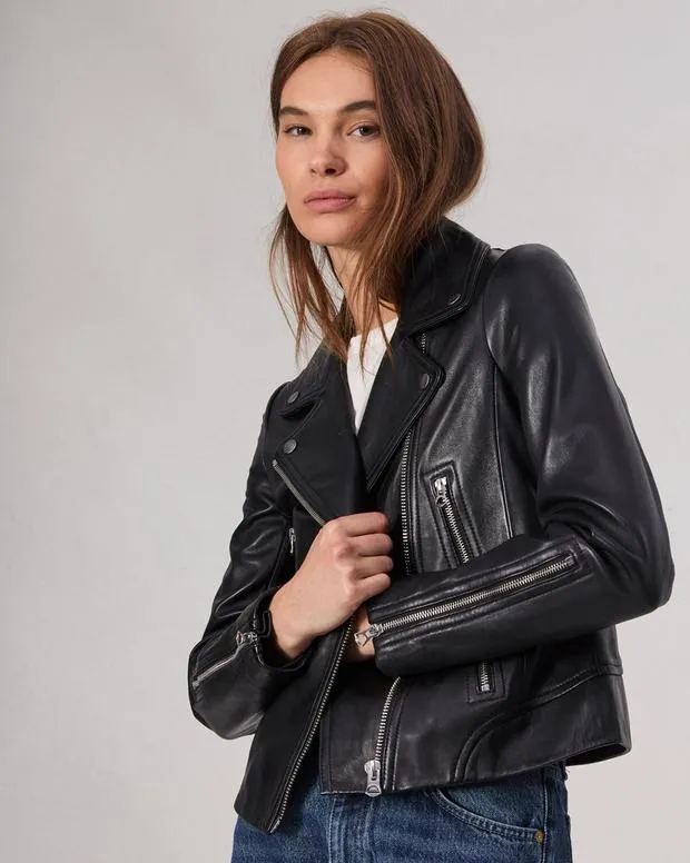 Women Jackets and Coats Rag and Bone Mack Leather Jacket Black