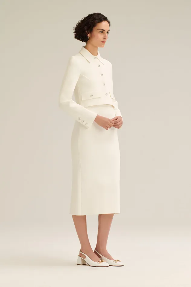 Women Jackets Scanlan Theodore CREPE KNIT CROP BUTTON JACKET CREAM Women Jackets Scanlan Theodore CREPE KNIT CROP BUTTON JACKET CREAM