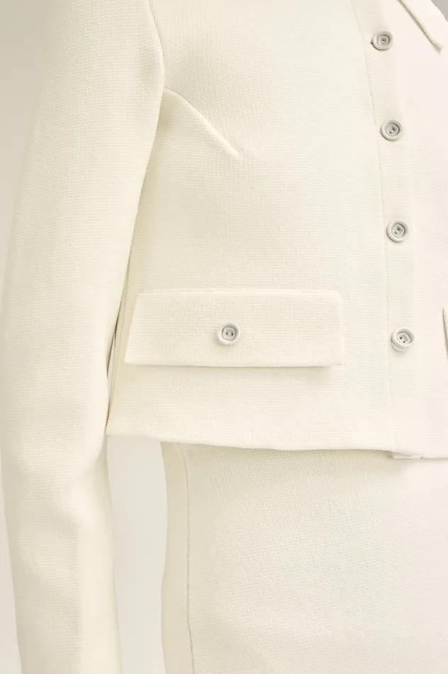 Women Jackets Scanlan Theodore CREPE KNIT CROP BUTTON JACKET CREAM Women Jackets Scanlan Theodore CREPE KNIT CROP BUTTON JACKET CREAM
