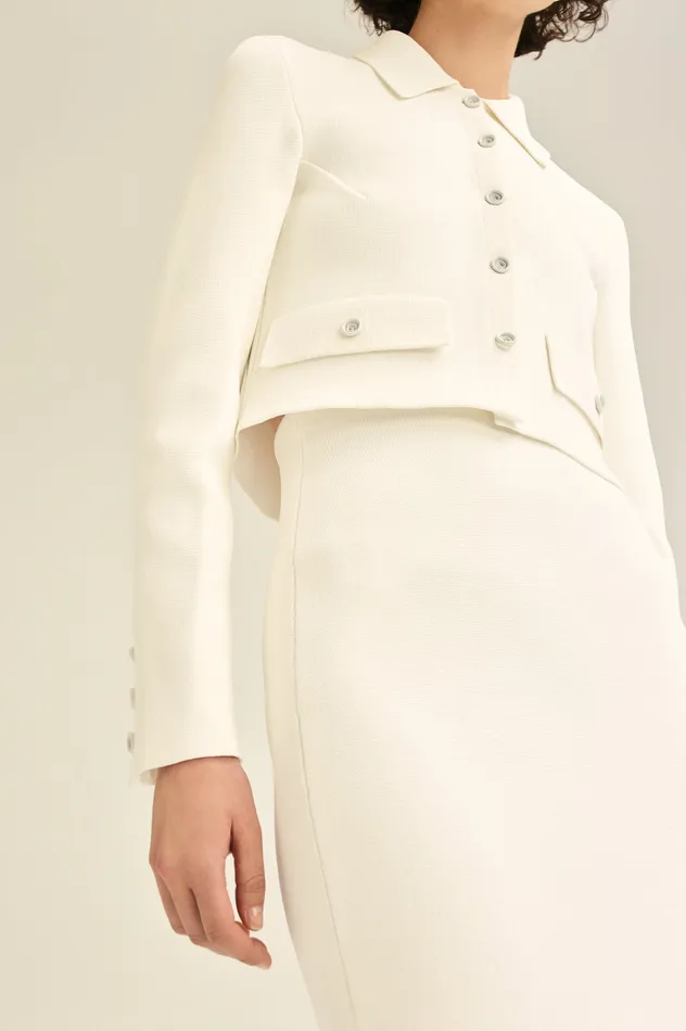 Women Jackets Scanlan Theodore CREPE KNIT CROP BUTTON JACKET CREAM Women Jackets Scanlan Theodore CREPE KNIT CROP BUTTON JACKET CREAM