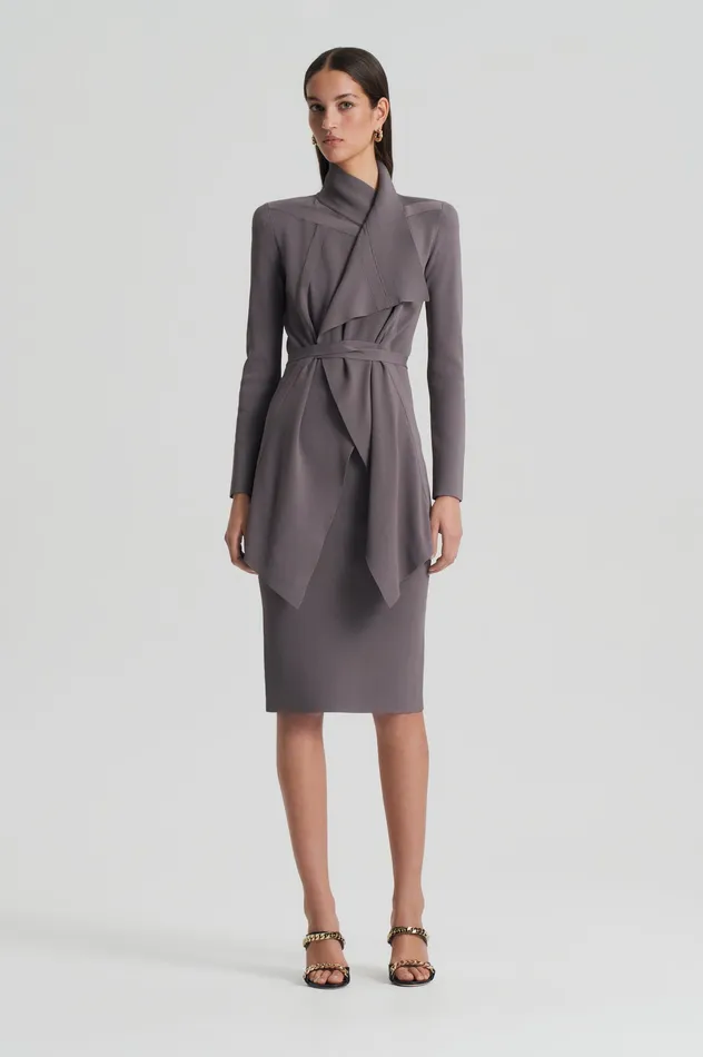 Women Jackets Scanlan Theodore CREPE KNIT DRAPE FRONT JACKET TORBA