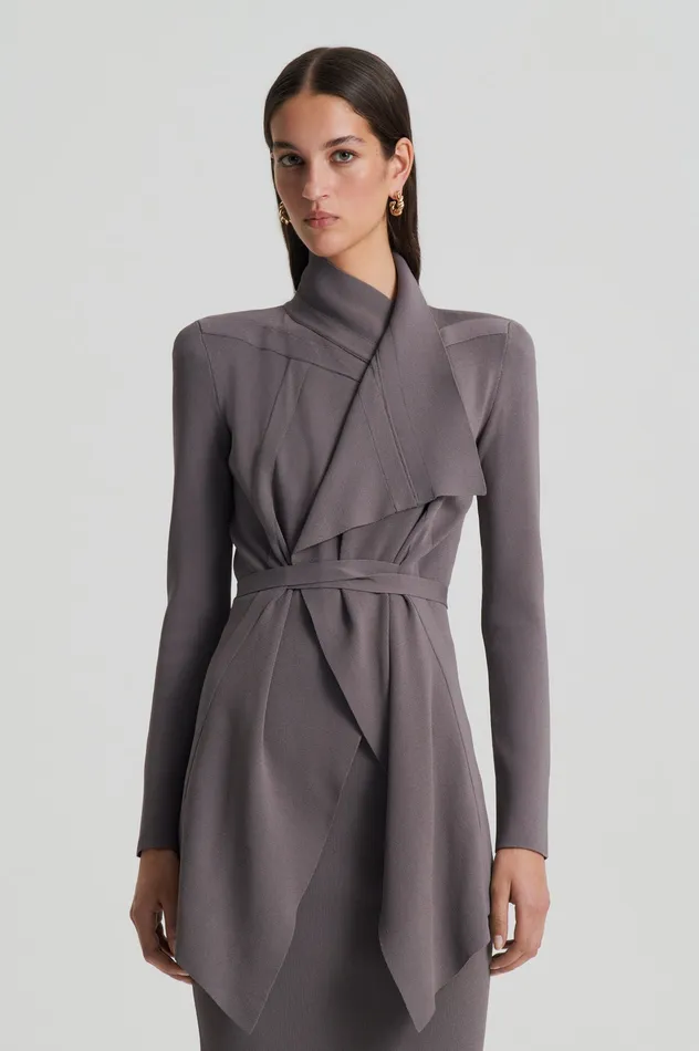 Women Jackets Scanlan Theodore CREPE KNIT DRAPE FRONT JACKET TORBA