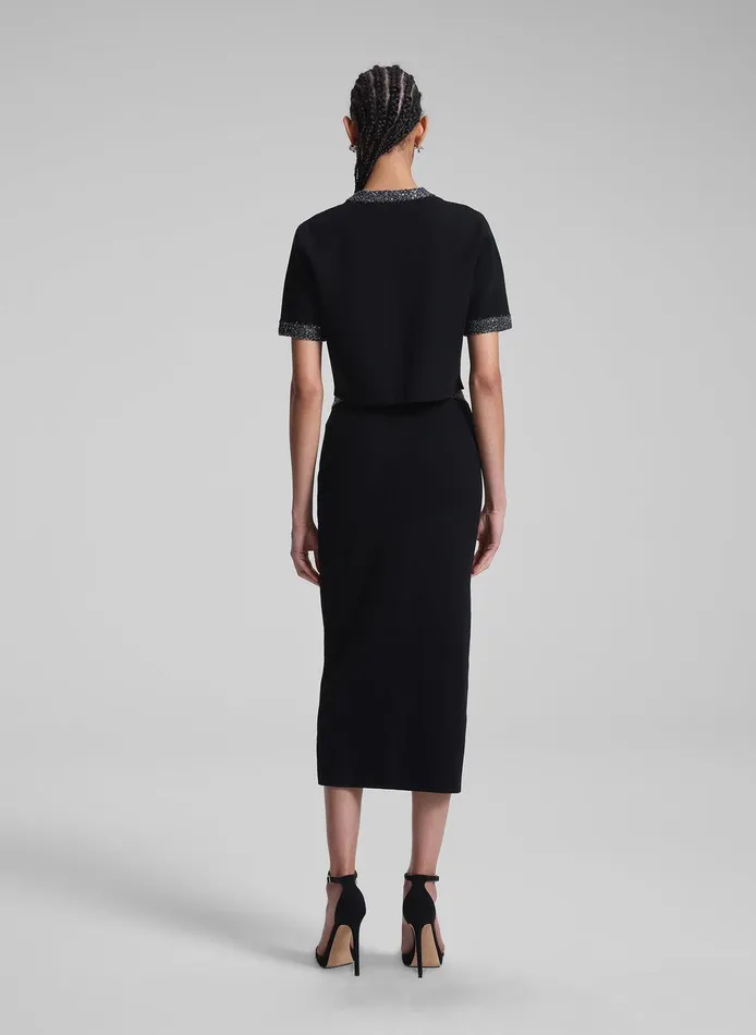 Women Jane Sequin Embellished Knit Midi Skirt Blacksilver ALC Knitwear