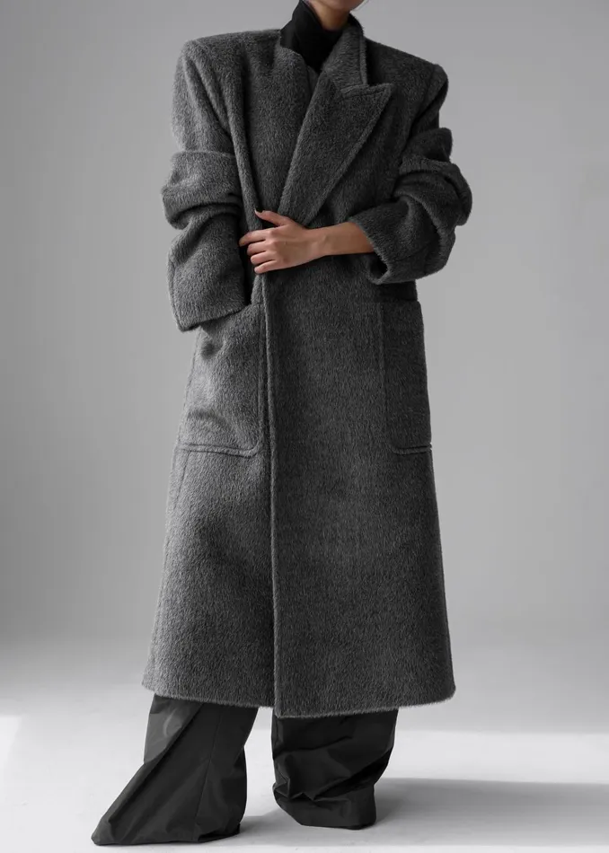 Women Jaylene Oversized Wool Coat 8211 Grey The Frankie Shop Outerwear