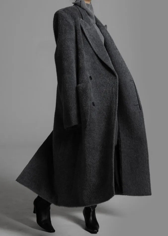 Women Jaylene Oversized Wool Coat 8211 Grey The Frankie Shop Outerwear