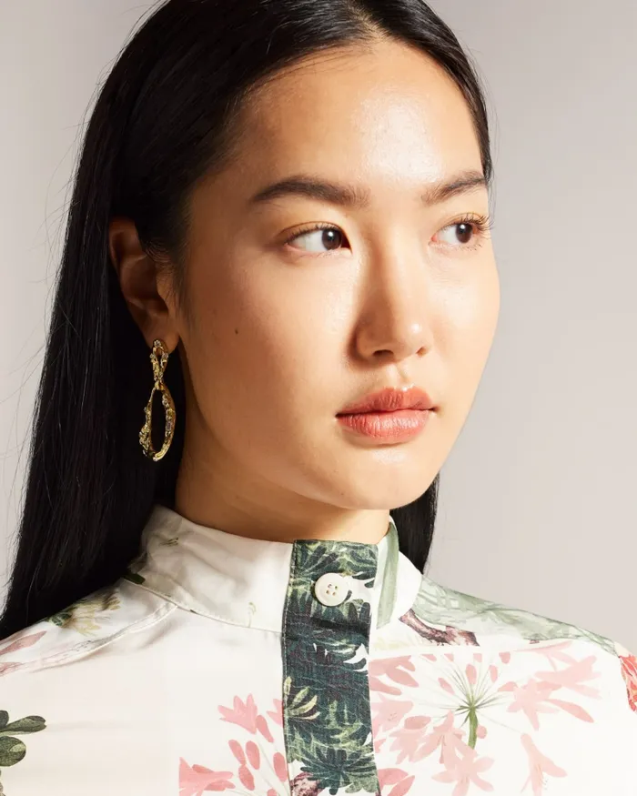 Women JAYNIA 8211 Stand Collar Shirt With Half Placket Ivory Ted Baker Tops and Blouses Women JAYNIA 8211 Stand Collar Shirt With Half Placket Ivory Ted Baker Tops and Blouses