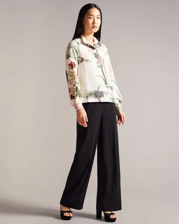 Women JAYNIA 8211 Stand Collar Shirt With Half Placket Ivory Ted Baker Tops and Blouses Women JAYNIA 8211 Stand Collar Shirt With Half Placket Ivory Ted Baker Tops and Blouses