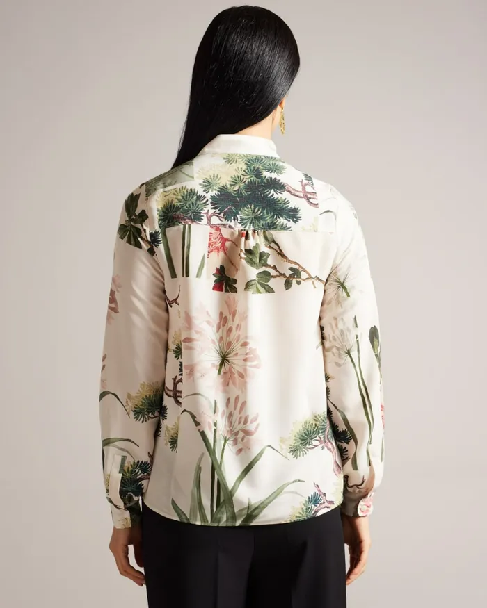 Women JAYNIA 8211 Stand Collar Shirt With Half Placket Ivory Ted Baker Tops and Blouses Women JAYNIA 8211 Stand Collar Shirt With Half Placket Ivory Ted Baker Tops and Blouses