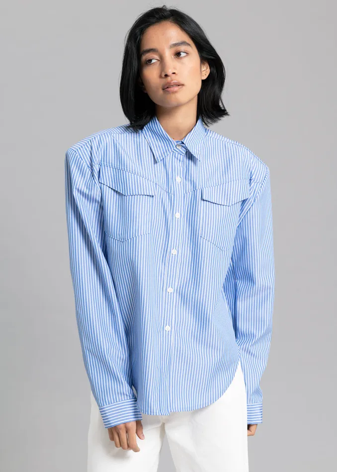 Women Jeanne Padded Shirt 8211 White Stripe The Frankie Shop Tops