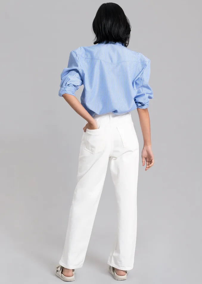 Women Jeanne Padded Shirt 8211 White Stripe The Frankie Shop Tops
