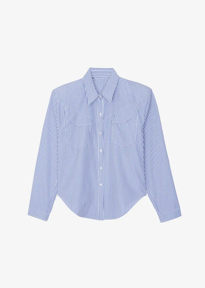 Women Jeanne Padded Shirt 8211 White Stripe The Frankie Shop Tops