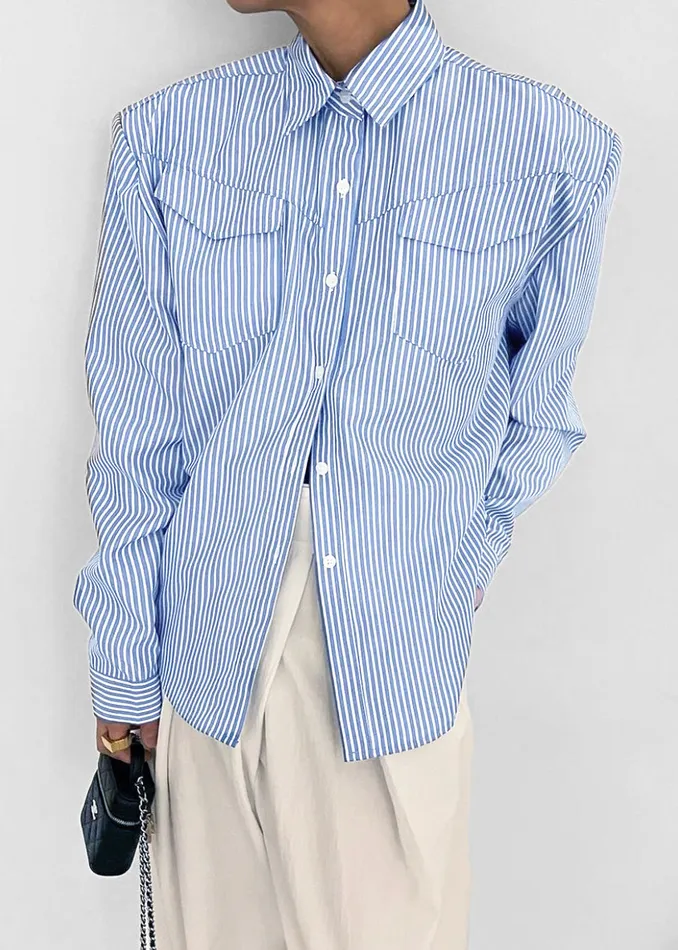 Women Jeanne Padded Shirt 8211 White Stripe The Frankie Shop Tops