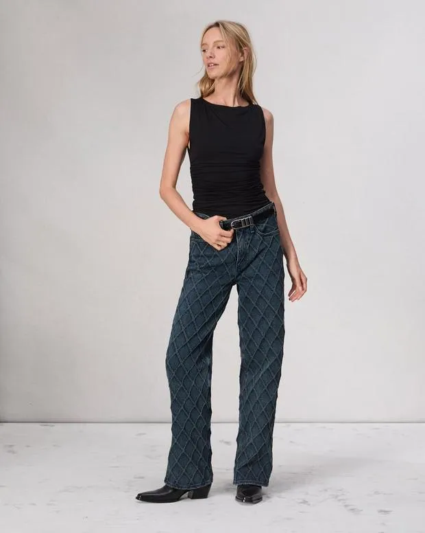 Women Jeans Rag and Bone Logan WideLeg Jean Lightweight Rigid Denim Karina Quilted