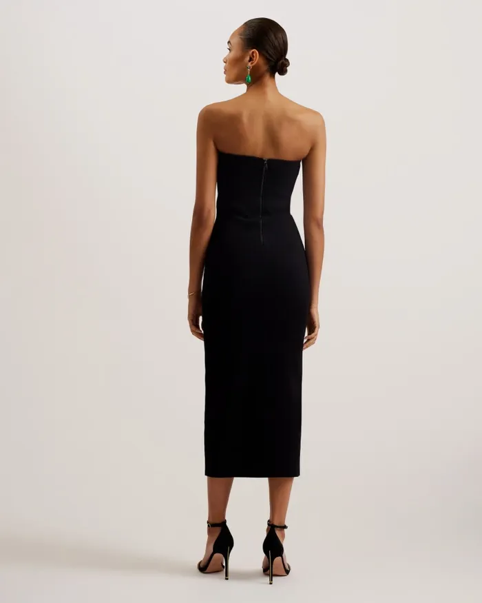 Women JESSSI 8211 Strapless Bodycon Knit Midi Dress Black Ted Baker Dresses