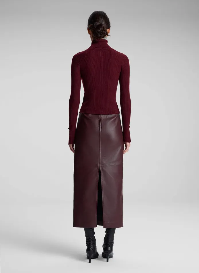 Women Jett Cable Knit Merino Turtleneck Top Burgundy ALC Knitwear