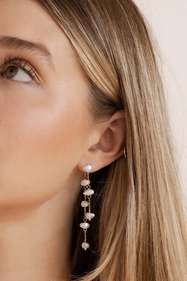 Women Jewelry LoveShackFancy Evie Jewelry Faux Pearl Drop Earrings Gold