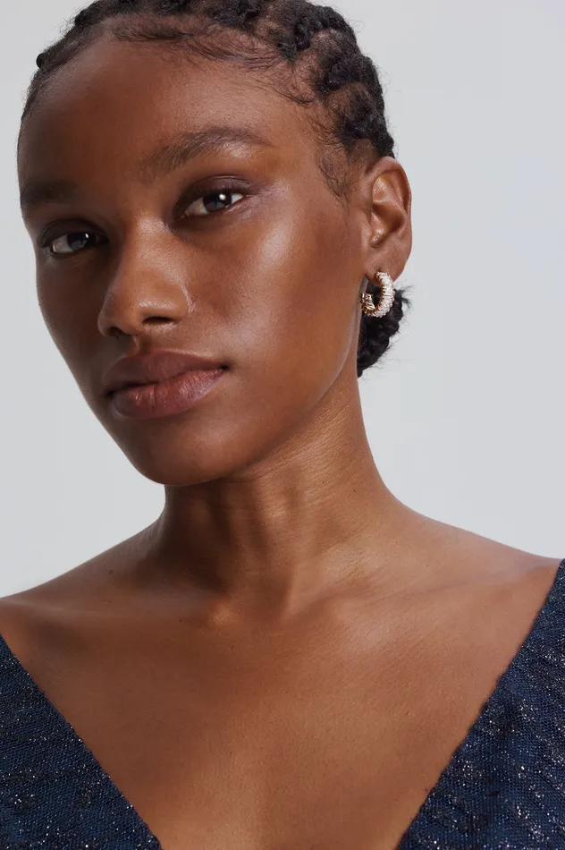 Women Jewelry Scanlan Theodore BAGUETTE HOOP EARRINGS LIGHTGOLDCRYSTAL
