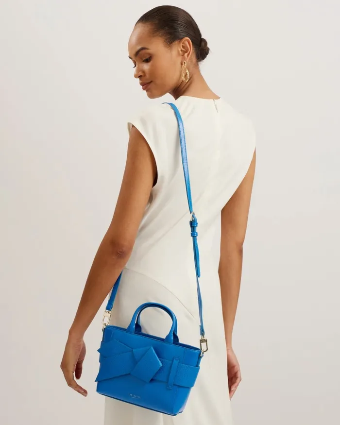 Women JIMISIE 8211 Mini Knot Bow Faux Leather Bag Bright Blue Ted Baker Tote Bags