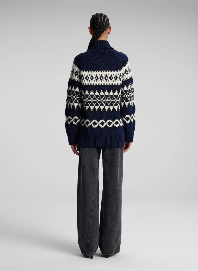 Women Joanna Merino Fairisle Cardigan Navy Multi ALC Knitwear