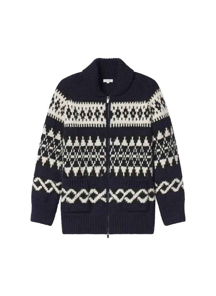 Women Joanna Merino Fairisle Cardigan Navy Multi ALC Knitwear