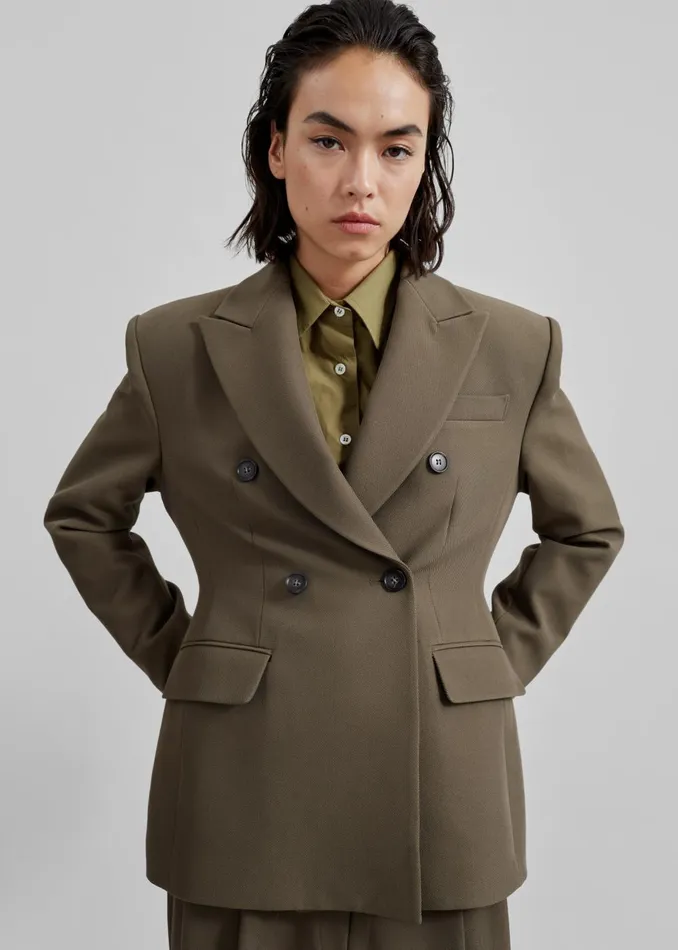 Women Jody Button Up Shirt 8211 Khaki The Frankie Shop Tops