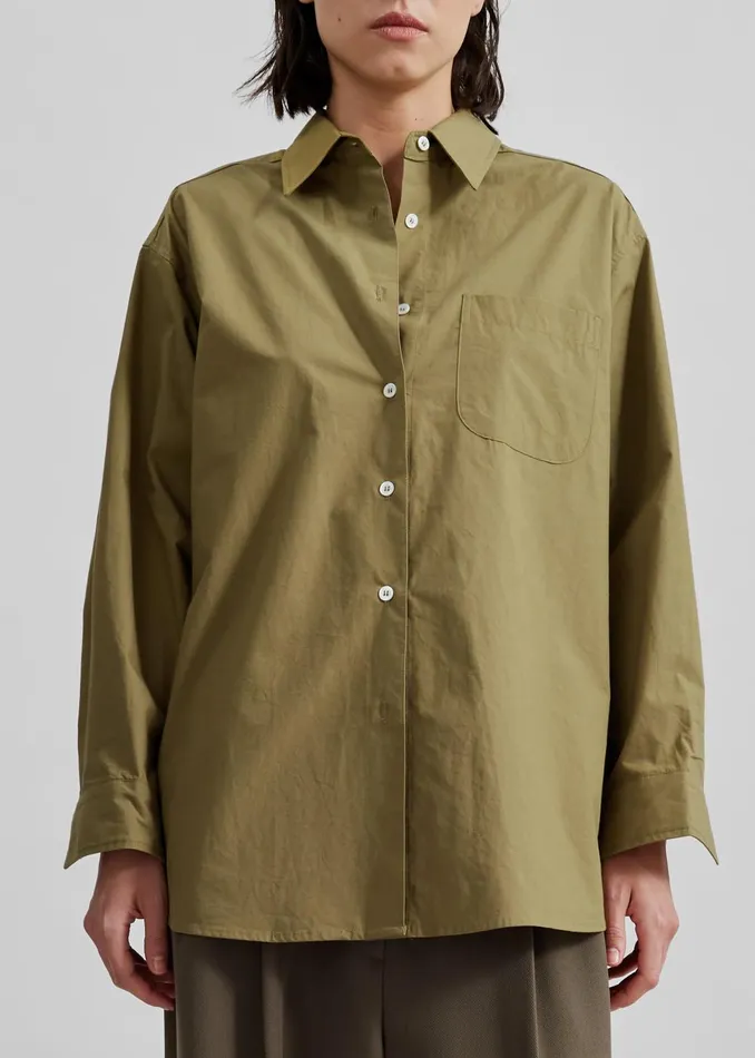 Women Jody Button Up Shirt 8211 Khaki The Frankie Shop Tops