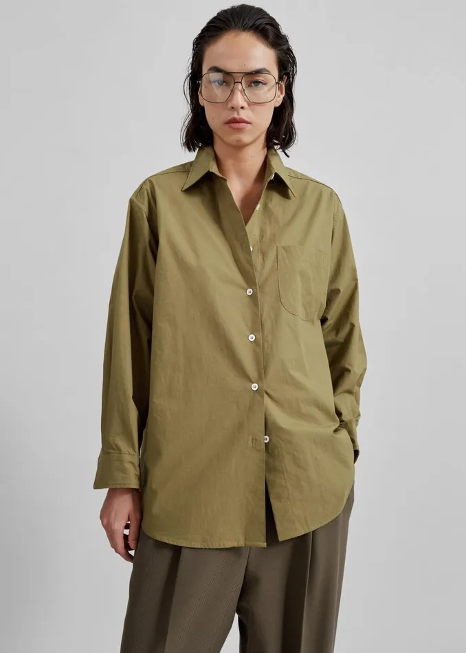 Women Jody Button Up Shirt 8211 Khaki The Frankie Shop Tops