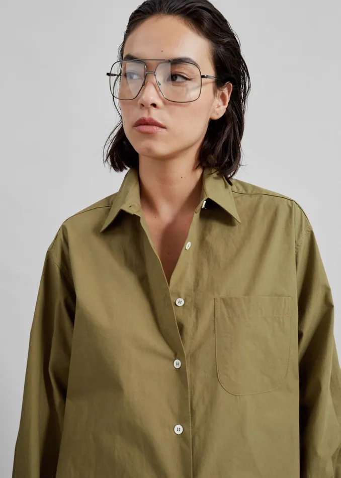 Women Jody Button Up Shirt 8211 Khaki The Frankie Shop Tops