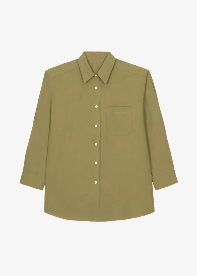 Women Jody Button Up Shirt 8211 Khaki The Frankie Shop Tops