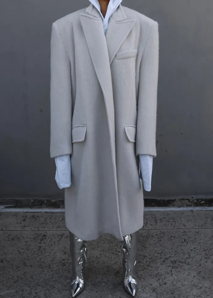 Women John Oversized Coat 8211 Birch The Frankie Shop Outerwear