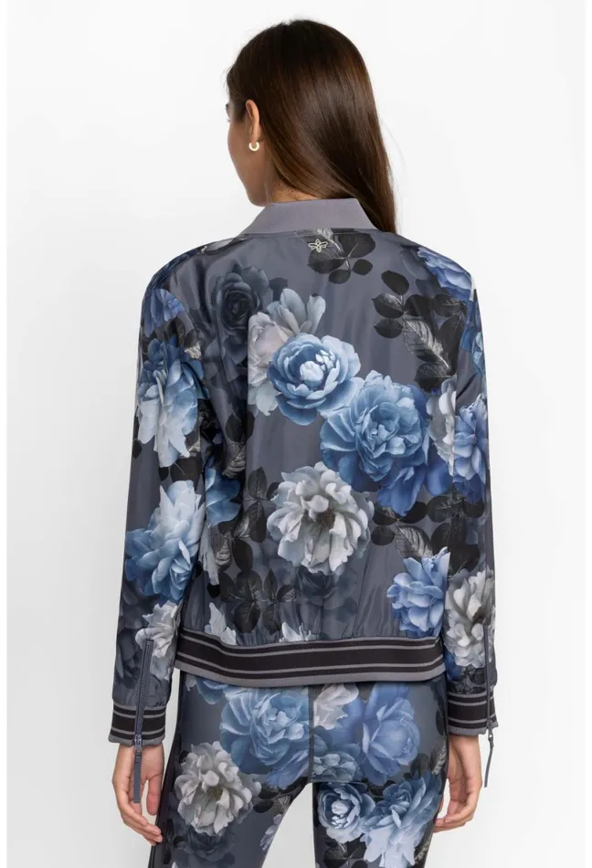 Women Johnny Was Active Grey Peony Drop Shoulder Bomber Jacket Grey Peony