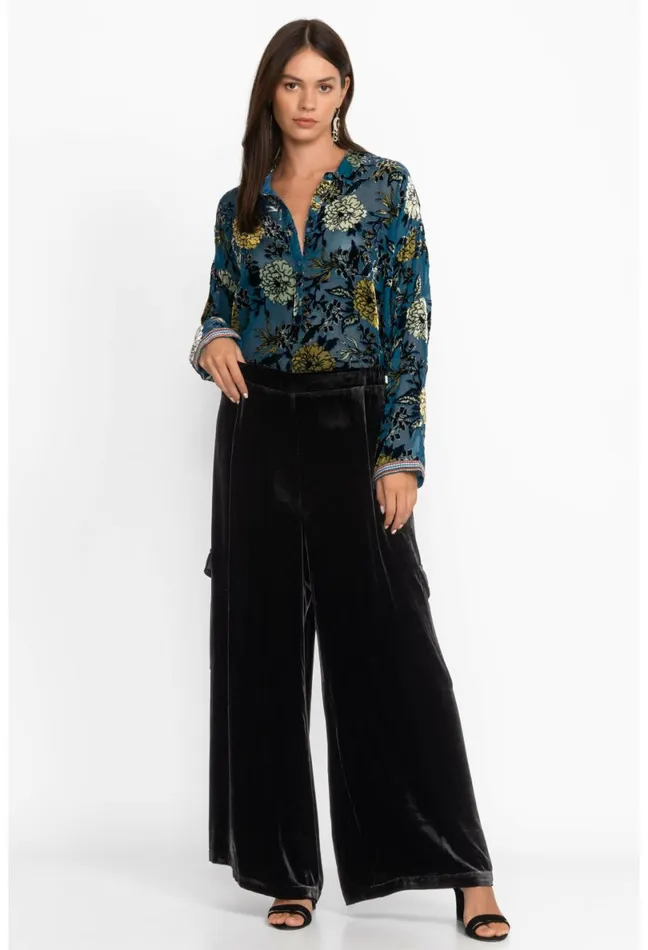Women Johnny Was Bottoms Zatima Silk Cargo Pant Black