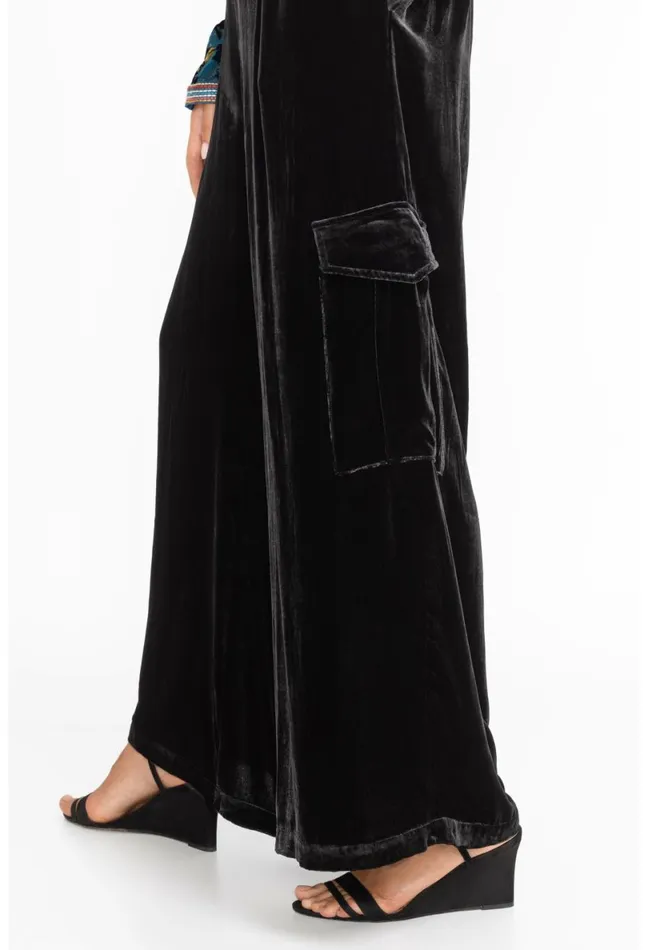Women Johnny Was Bottoms Zatima Silk Cargo Pant Black