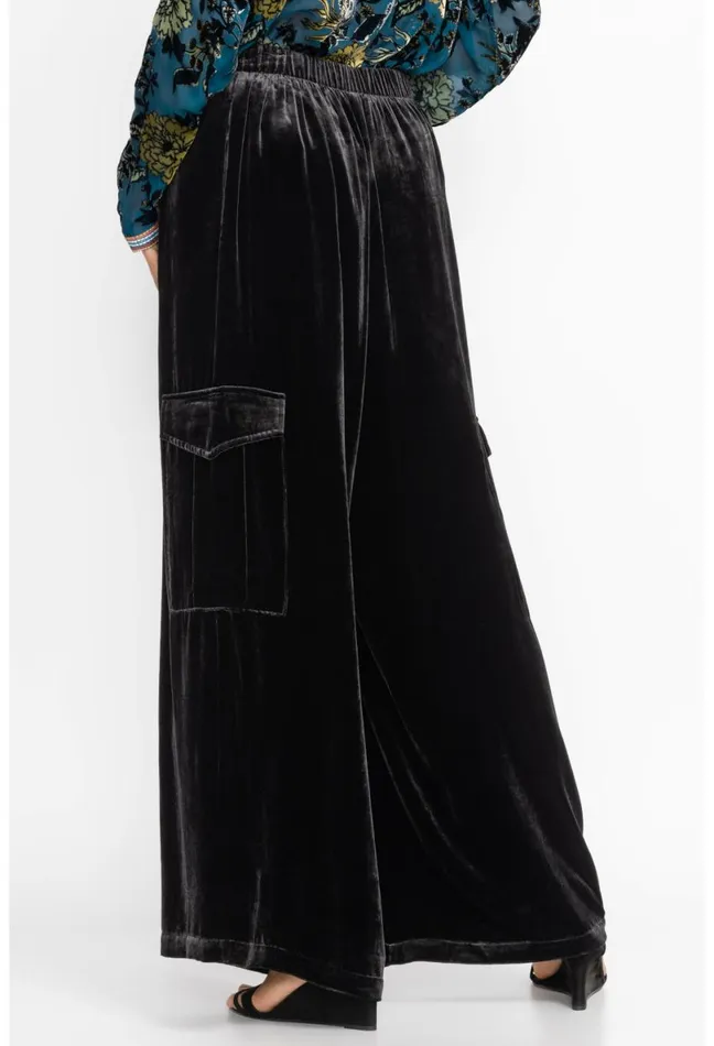 Women Johnny Was Bottoms Zatima Silk Cargo Pant Black
