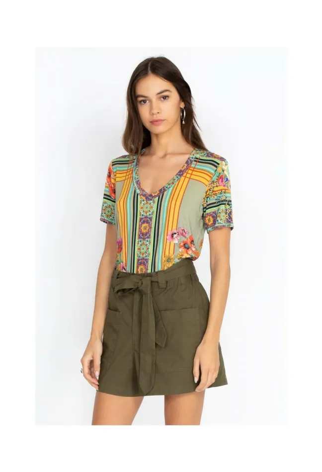 Women Johnny Was Bottoms Zola Poplin Short Vintage Green