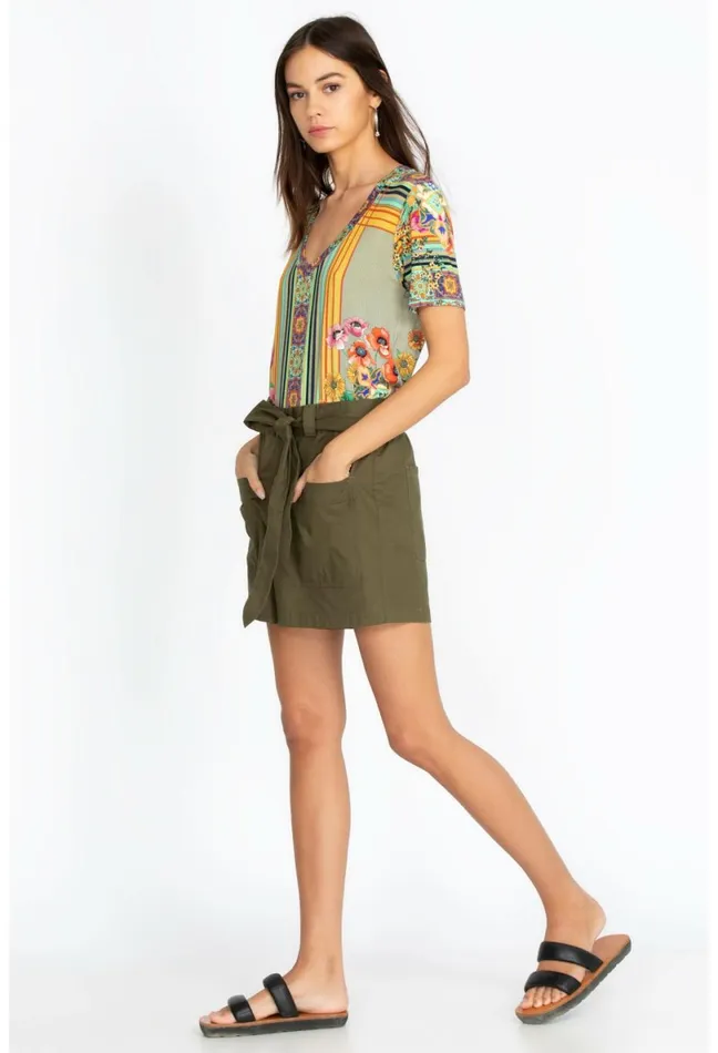 Women Johnny Was Bottoms Zola Poplin Short Vintage Green