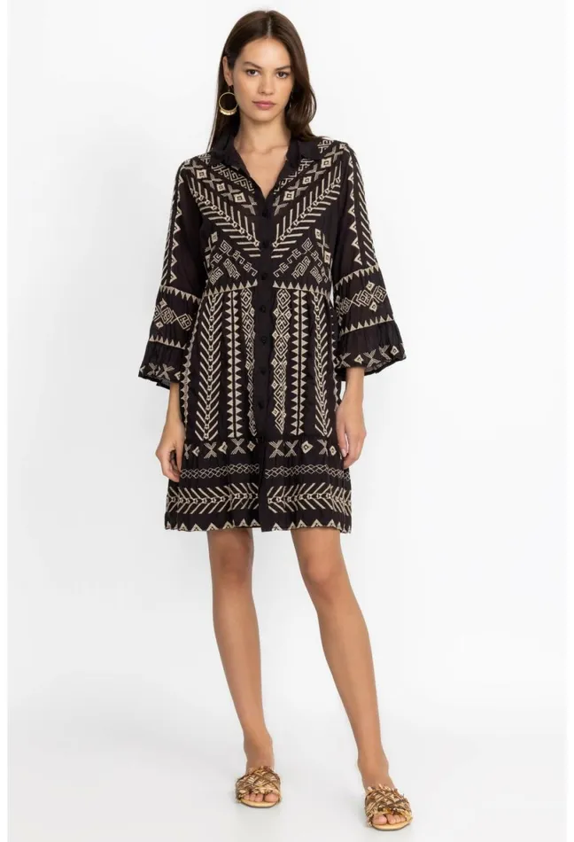 Women Johnny Was Dresses Charis Easy Tiered Dress Black